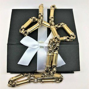 14K ITALIAN YELLOW GOLD FANCY LINK ANCHOR BULLET NECKLACE 24"